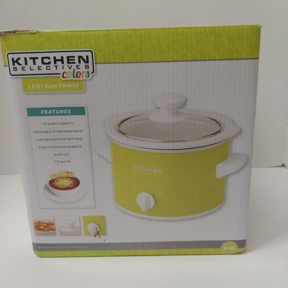 NEW Kitchen Selectives Slow Cooker, 1.5-Quart, Lime Green w Box Colorful Cooking